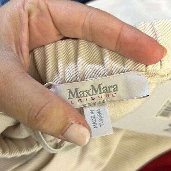 MaxMara Leisure Womens Pants Small Jersey Trouser Beige Albano Cream Wide Leg - Picture 3 of 7